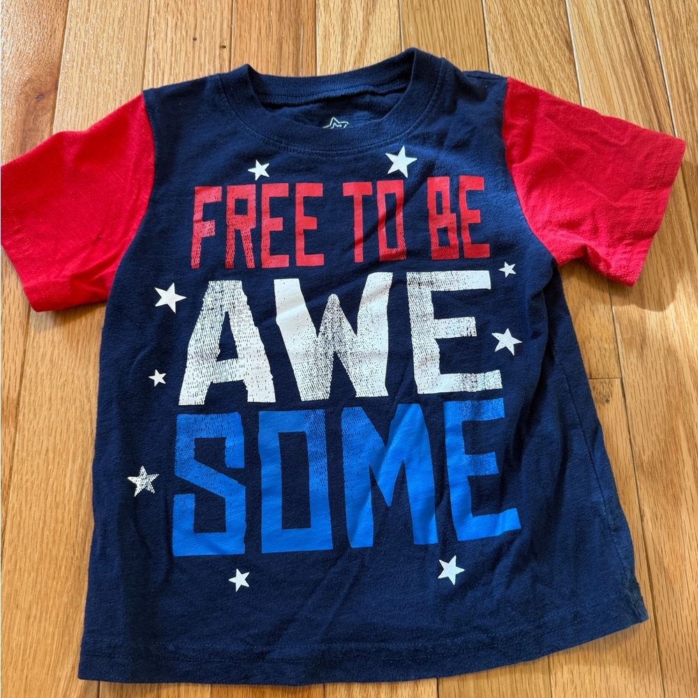 Kids Navy & Red 'Free to Be Awesome' Graphic Tee
